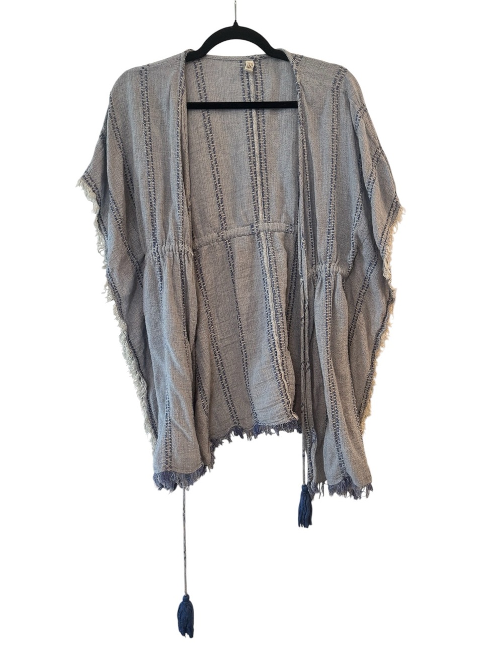 Elan Light Blue Woven Open-Front Kimono
